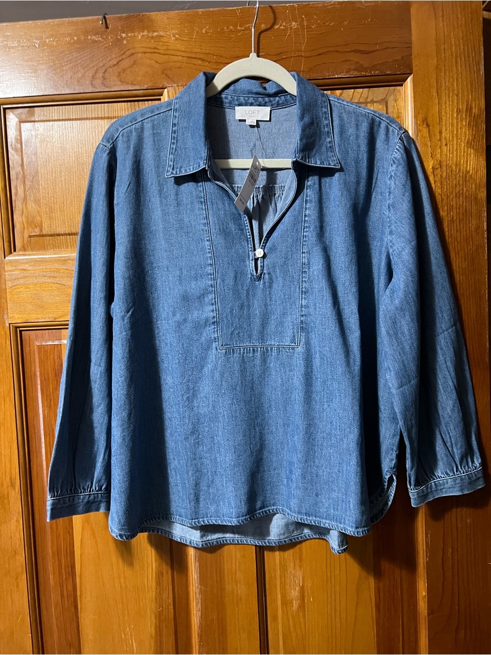 LOFT Woman’s Denim Button-Down Shirt - Blue